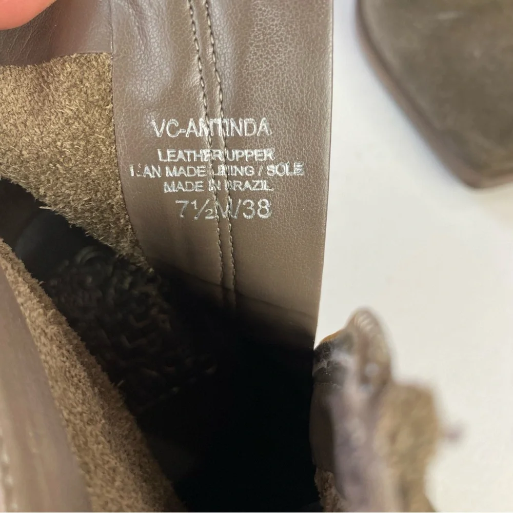 Vince Camuto Suede Leather Amtinda Western Sable Squared Toe Ankle Heeled Boots‎